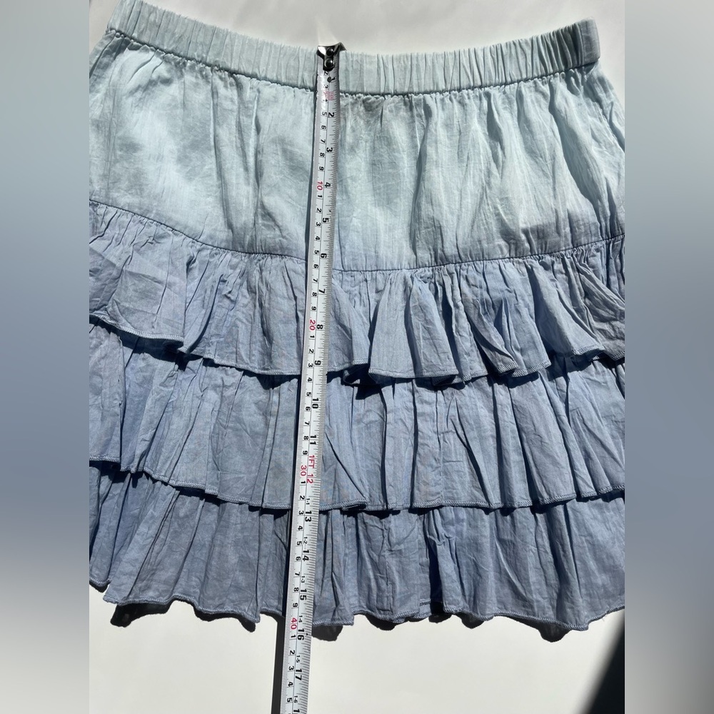 Club Monaco Light Blue Tiered A-Line Skirt ruffle ombré - Picture 3 of 5